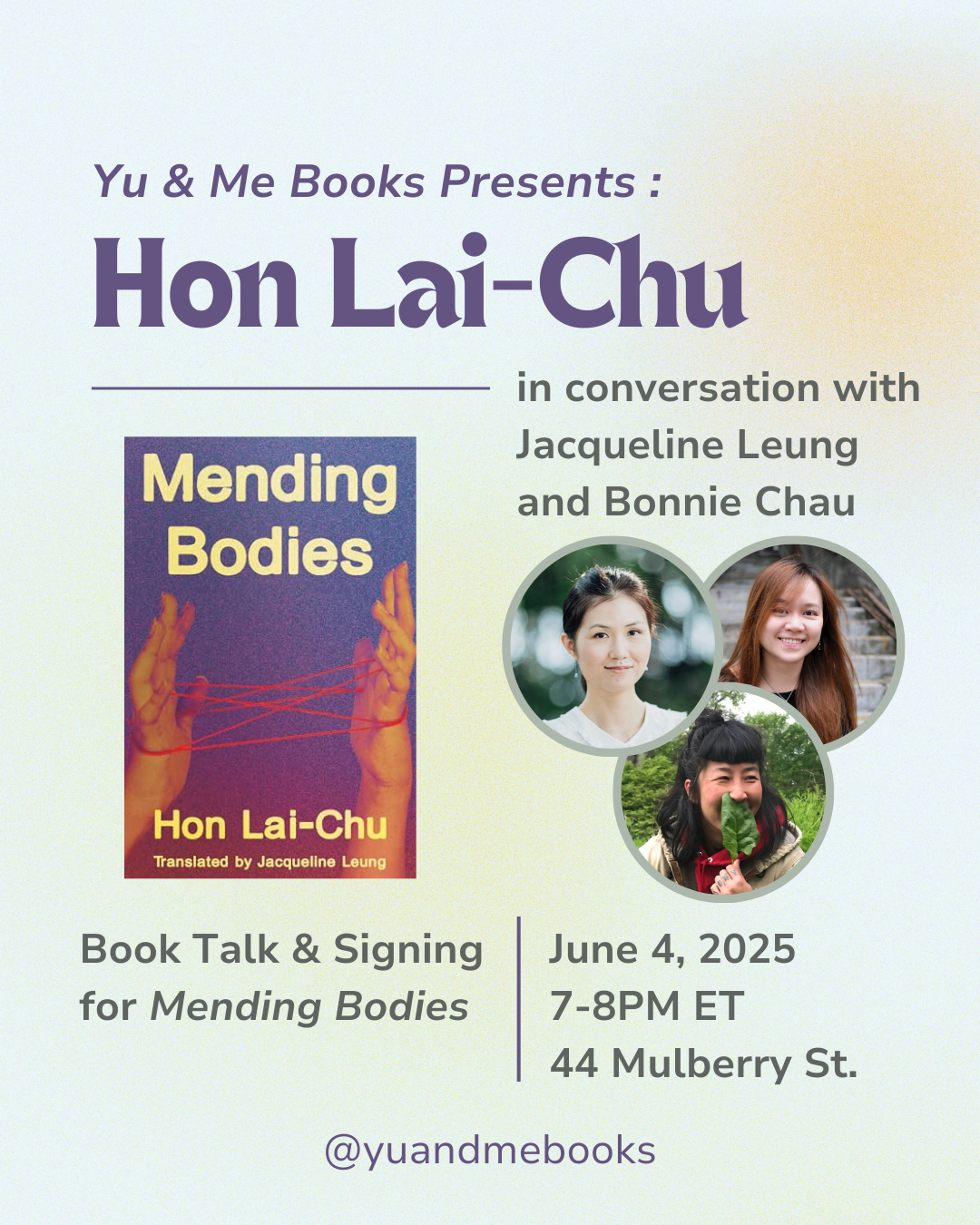 Book Talk | Mending Bodies by Hon Lai-Chu
