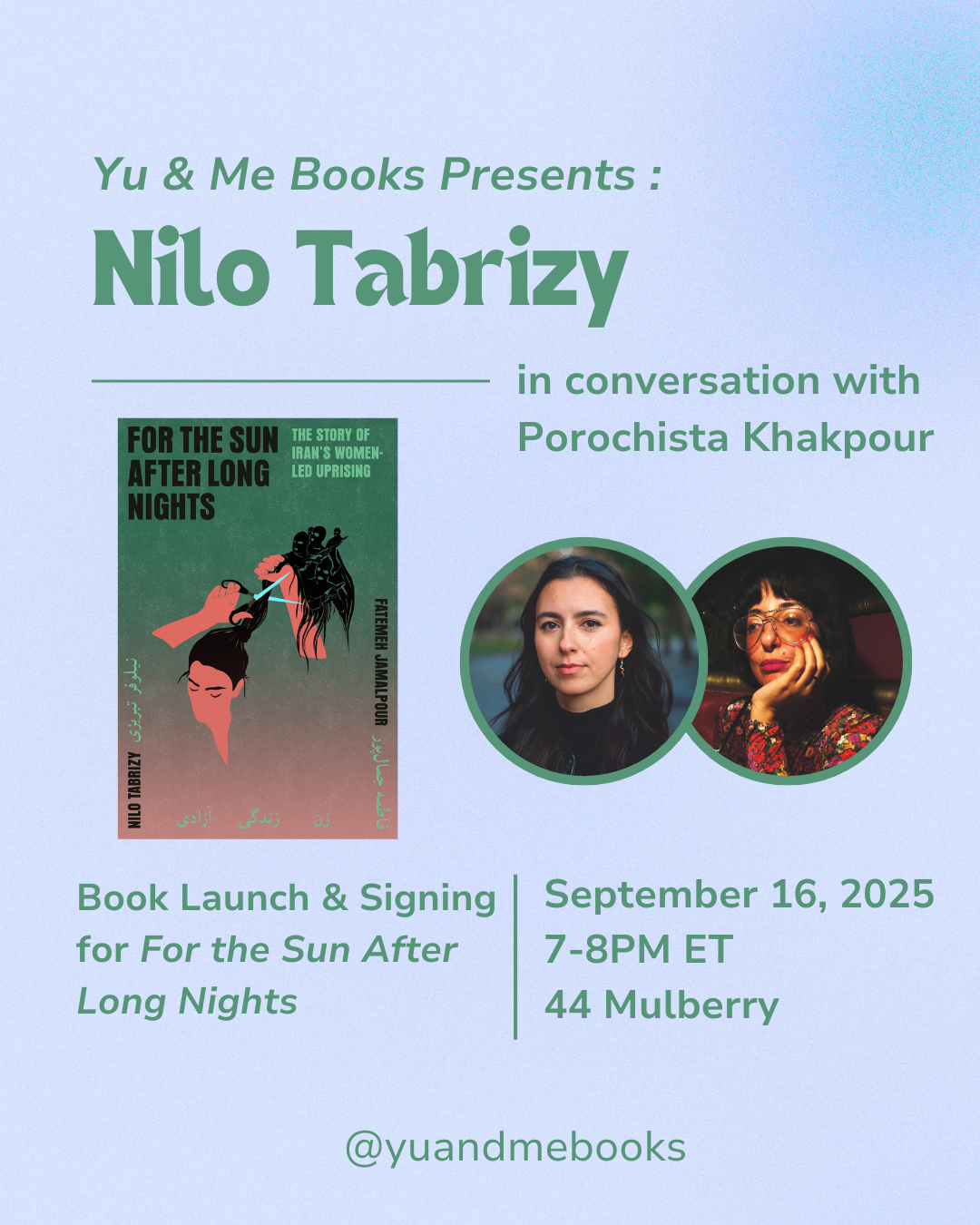 Book Launch | For the Sun After Long Nights by Nilo Tabrizy